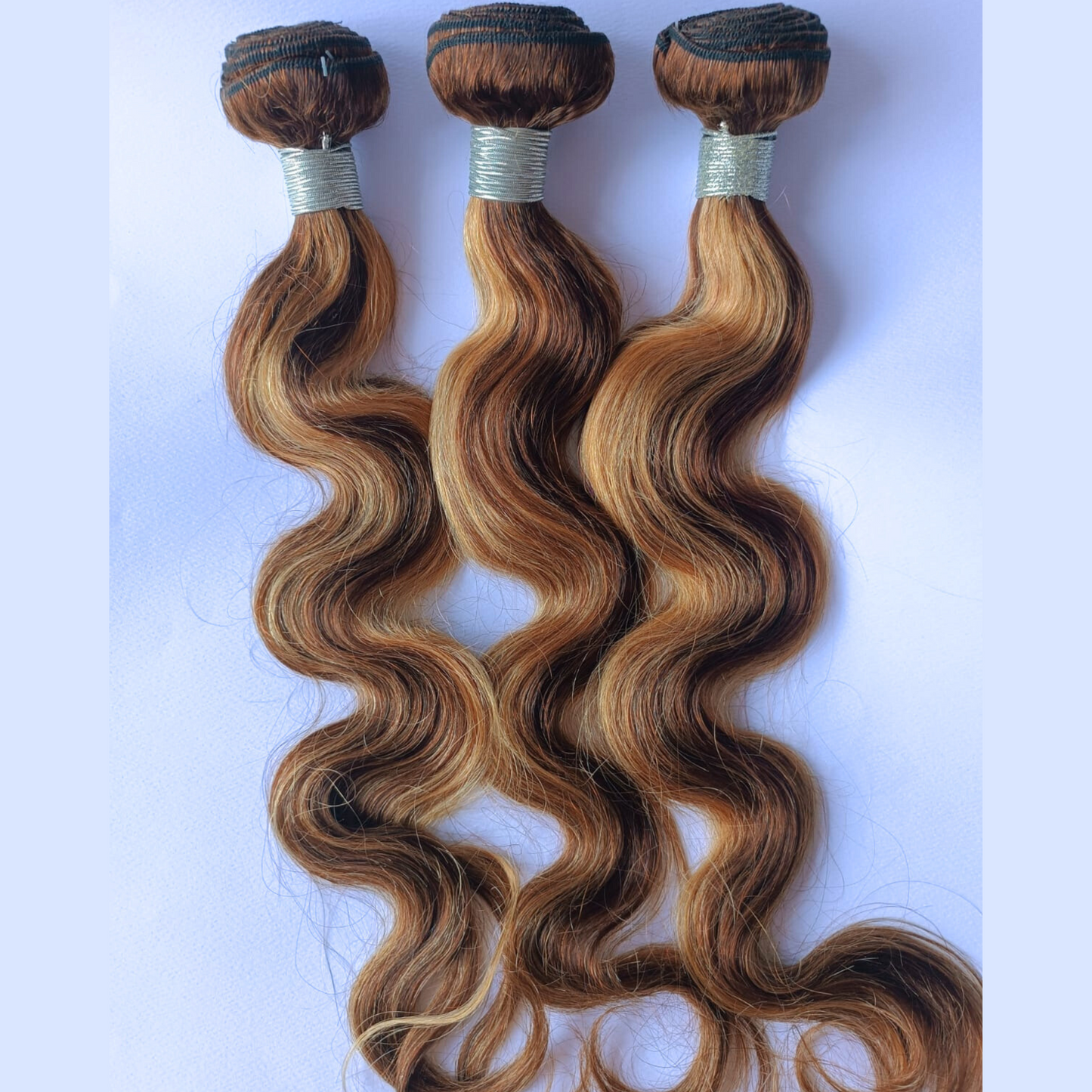 Dark Brown with Honey Blonde Highlights Body Wave Hair Bundle - 100% Human Hair